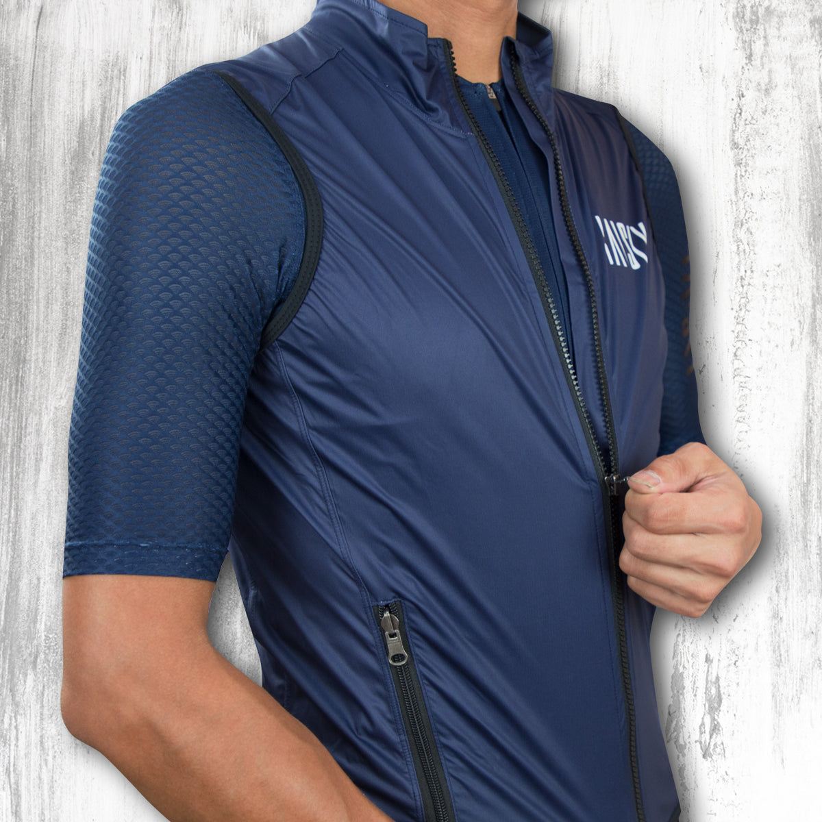 Baisky Men Double zipper Wind Vest - TRMV1280 BK Blue